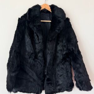 Elegant Black real Fur Coat from France